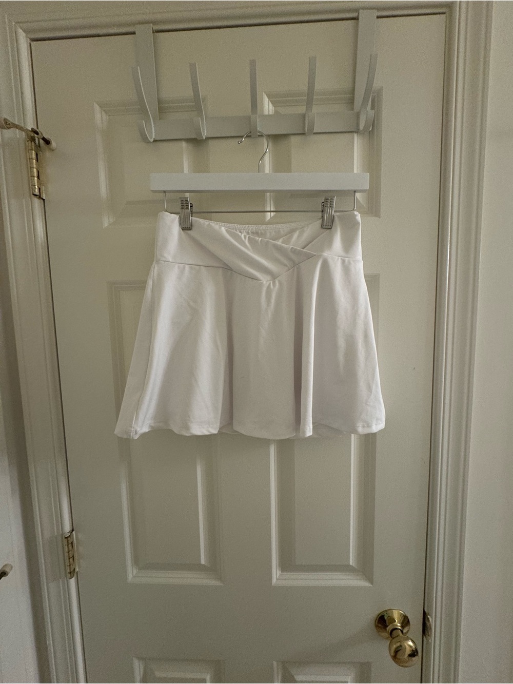 White Skirt with Crossover Waistband